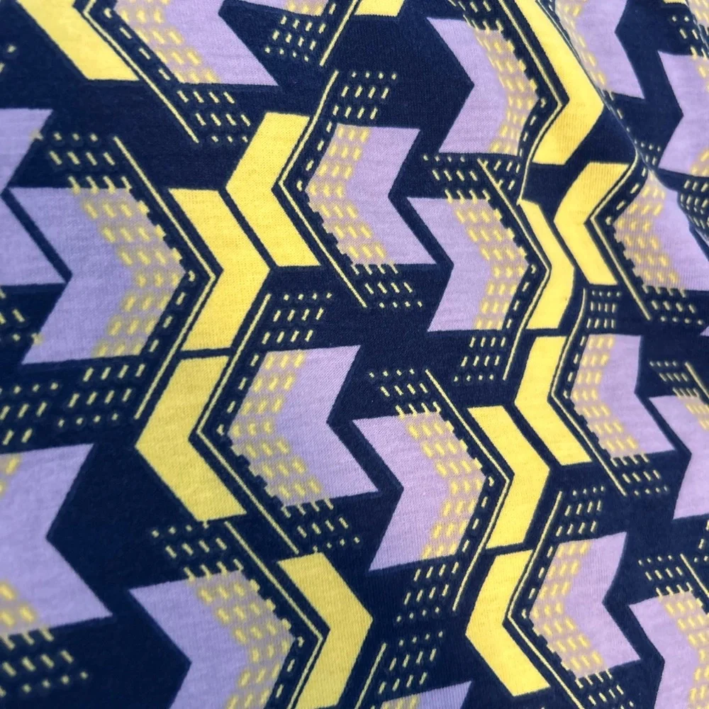 LuLaRoe Perfect Tee XXS Navy Blue Purple Yellow Chevron NWT